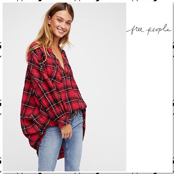 Free People Tops - Free People Not Your BFs Red Plaid Tunic